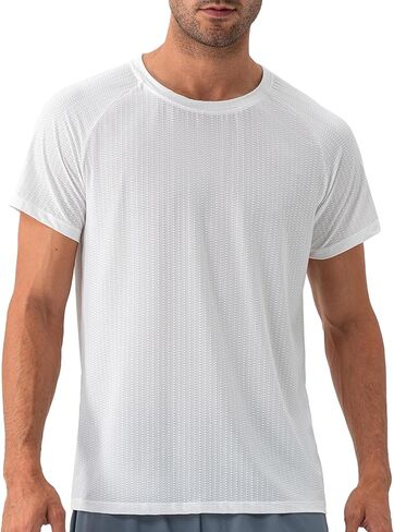 قمصان رياضية للرجال من Yuerlian للتمارين الرياضية ماصة للرطوبة وأكمام قصيرة شبكية in Kuwait
