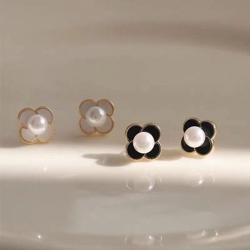 Small Flower Earrings Hypoallergenic Unique Freshwater Pearl Flower Earrings Minimalist Ear Studs for Women Girls Valentines Day Party Girls in Saudi Arabia