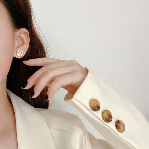 Small Flower Earrings Hypoallergenic Unique Freshwater Pearl Flower Earrings Minimalist Ear Studs for Women Girls Valentines Day Party Girls in Saudi Arabia