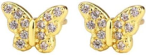 Butterfly Earrings for Women and Girls Zircon Butterfly Stud Earrings Silver Hypoallergenic Screw Back Cute Butterfly Stud Earrings Minimalist Geometric Jewelry Valentine Gifts in Saudi Arabia
