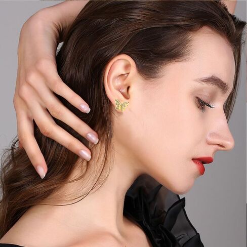 Butterfly Earrings for Women and Girls Zircon Butterfly Stud Earrings Silver Hypoallergenic Screw Back Cute Butterfly Stud Earrings Minimalist Geometric Jewelry Valentine Gifts in Saudi Arabia