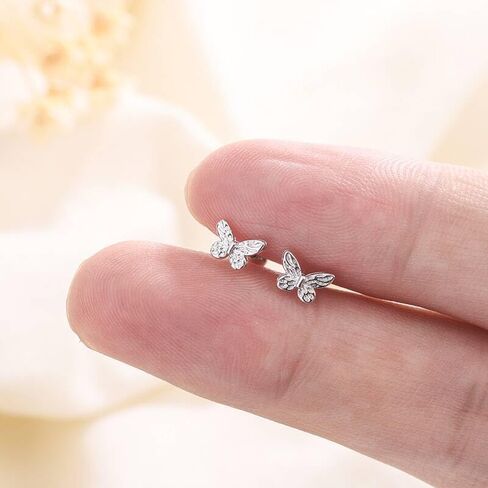 Butterfly Earrings for Women and Girls Zircon Butterfly Stud Earrings Silver Hypoallergenic Screw Back Cute Butterfly Stud Earrings Minimalist Geometric Jewelry Valentine Gifts in Saudi Arabia