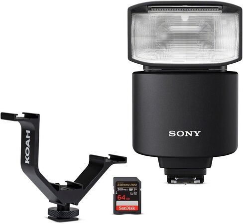 Sony Alpha GN46 Wireless Radio Control External Flash Bundle with 1.4-Inch Triple Shoe Bracket and 64GB Memory Card (3 Items) in Saudi Arabia