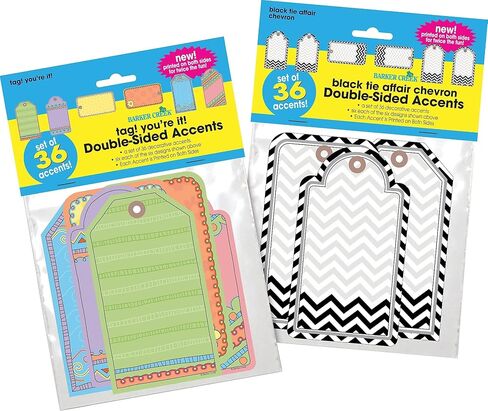 Barker Creek Cut-Outs 2 Pack, Black Tie Affair, 72 Colorful Double-Sided Accents for Bulletin Boards, Displays, Classrooms. Great Gift Tags, Too! Holes at Top, 5.5" (3716) in Saudi Arabia