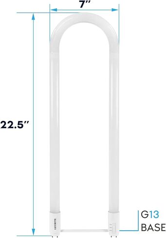 Luxrite U Bend LED Tube Light, T8 T12, 17.5W (32W Equivalent), 3 Colors 3500K | 4000K | 5000K, 2100 Lumens, Fluorescent Light Tube Replacement, Direct or Ballast Bypass, UL Certified, G13 Base, 2-Pack in Kuwait