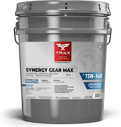 TRIAX Synergy Gear MAX 75W-140 GL-5, PAO Synthetic Long-Drain Axle, Differential Extreme Pressure Oil, Limited Slip Ready, 750,000 Mile Rating on Highway (1 Gal) in Saudi Arabia