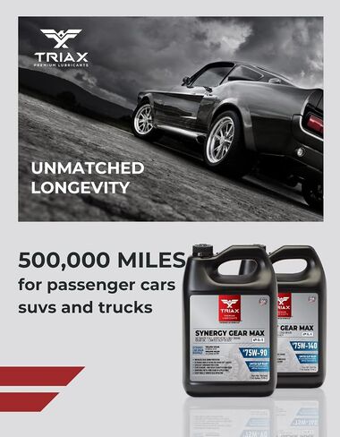 TRIAX Synergy Gear MAX 75W-140 GL-5, PAO Synthetic Long-Drain Axle, Differential Extreme Pressure Oil, Limited Slip Ready, 750,000 Mile Rating on Highway (1 Gal) in Saudi Arabia