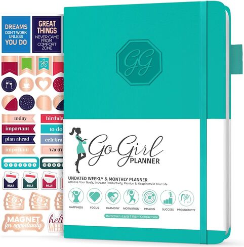 GoGirl Planner and Organizer for Women – Compact Size Weekly Planner, Goals Journal & Agenda to Improve Time Management, Productivity & Live Happier. Undated – Start Anytime, Lasts 1 Year – Rose Gold in Saudi Arabia