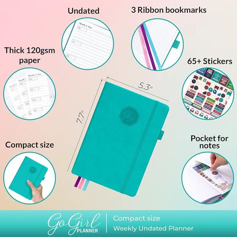 GoGirl Planner and Organizer for Women – Compact Size Weekly Planner, Goals Journal & Agenda to Improve Time Management, Productivity & Live Happier. Undated – Start Anytime, Lasts 1 Year – Rose Gold in Saudi Arabia