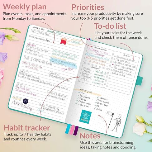 GoGirl Planner and Organizer for Women – Compact Size Weekly Planner, Goals Journal & Agenda to Improve Time Management, Productivity & Live Happier. Undated – Start Anytime, Lasts 1 Year – Rose Gold in Saudi Arabia