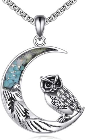 Owl/Horse/Phoenix/Highland Cow/Dinosaur Gifts for Women 925 Sterling Silver Crescent Moon Pendant Jewelry in Saudi Arabia