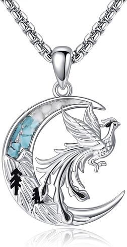 Owl/Horse/Phoenix/Highland Cow/Dinosaur Gifts for Women 925 Sterling Silver Crescent Moon Pendant Jewelry in Saudi Arabia