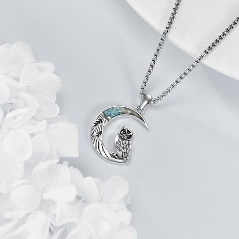 Owl/Horse/Phoenix/Highland Cow/Dinosaur Gifts for Women 925 Sterling Silver Crescent Moon Pendant Jewelry in Saudi Arabia