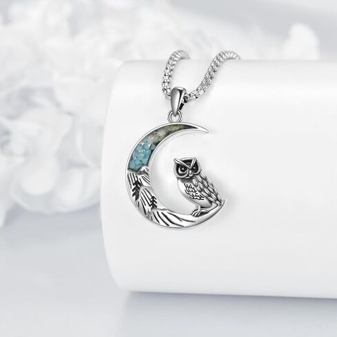 Owl/Horse/Phoenix/Highland Cow/Dinosaur Gifts for Women 925 Sterling Silver Crescent Moon Pendant Jewelry in Saudi Arabia