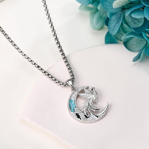 Owl/Horse/Phoenix/Highland Cow/Dinosaur Gifts for Women 925 Sterling Silver Crescent Moon Pendant Jewelry in Saudi Arabia