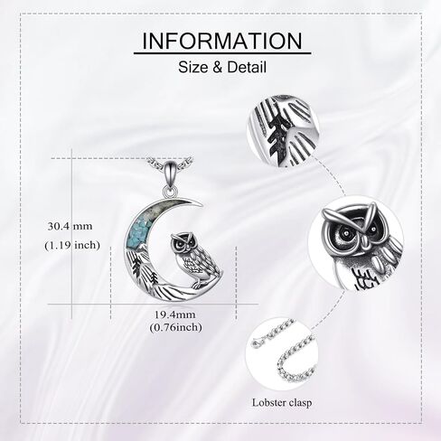 Owl/Horse/Phoenix/Highland Cow/Dinosaur Gifts for Women 925 Sterling Silver Crescent Moon Pendant Jewelry in Saudi Arabia