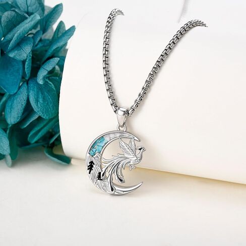 Owl/Horse/Phoenix/Highland Cow/Dinosaur Gifts for Women 925 Sterling Silver Crescent Moon Pendant Jewelry in Saudi Arabia