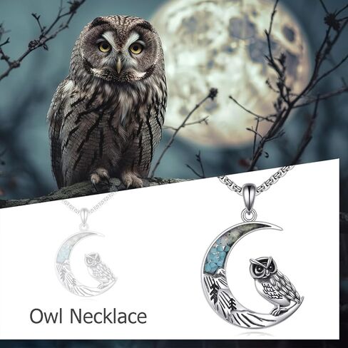 Owl/Horse/Phoenix/Highland Cow/Dinosaur Gifts for Women 925 Sterling Silver Crescent Moon Pendant Jewelry in Saudi Arabia