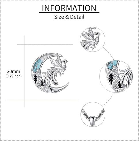 Owl/Horse/Phoenix/Highland Cow/Dinosaur Gifts for Women 925 Sterling Silver Crescent Moon Pendant Jewelry in Saudi Arabia