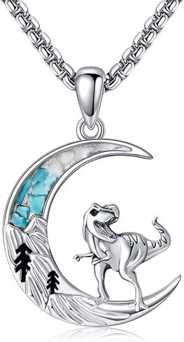 Owl/Horse/Phoenix/Highland Cow/Dinosaur Gifts for Women 925 Sterling Silver Crescent Moon Pendant Jewelry in Saudi Arabia