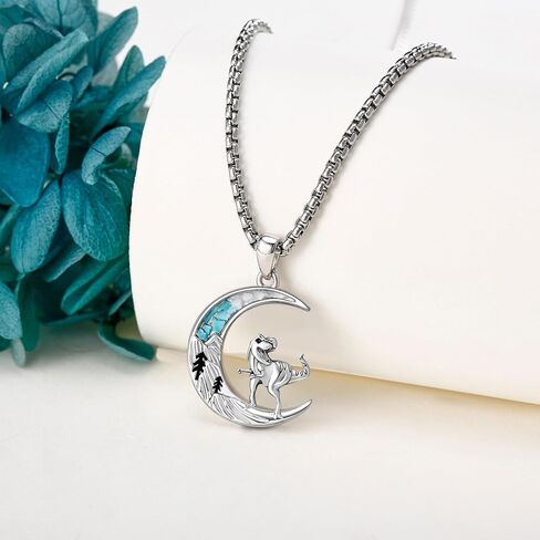 Owl/Horse/Phoenix/Highland Cow/Dinosaur Gifts for Women 925 Sterling Silver Crescent Moon Pendant Jewelry in Saudi Arabia