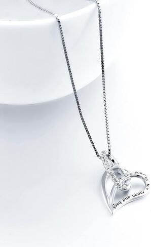 قلادة من الفضة الاسترليني S925 أحبك إلى القمر وقلادة على شكل قلب للنساء in Kuwait