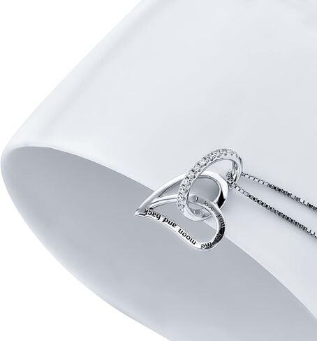 قلادة من الفضة الاسترليني S925 أحبك إلى القمر وقلادة على شكل قلب للنساء in Kuwait