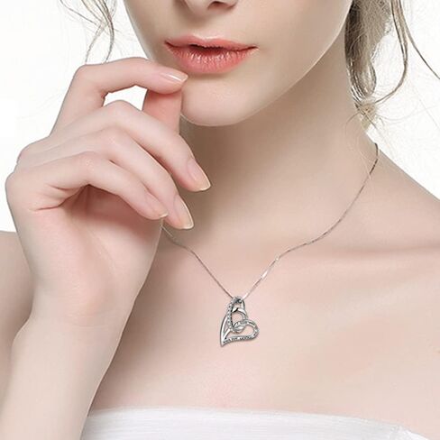 قلادة من الفضة الاسترليني S925 أحبك إلى القمر وقلادة على شكل قلب للنساء in Kuwait