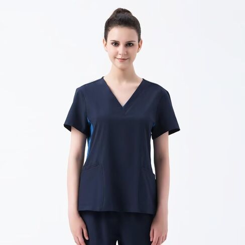 طقم دعك للنساء طقم مقشر برقبة على شكل حرف V وسراويل ركض للنساء ملابس عمل قابلة للتمدد بجيوب متعددة in Kuwait