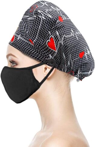 قبعات عمل قابلة للتعديل مع زر للنساء والرجال، قبعات منتفخة تربط مرة أخرى مع عصابة رأس، قبعة رسام للرضاعة in Kuwait