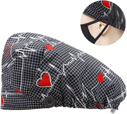 قبعات عمل قابلة للتعديل مع زر للنساء والرجال، قبعات منتفخة تربط مرة أخرى مع عصابة رأس، قبعة رسام للرضاعة in Kuwait