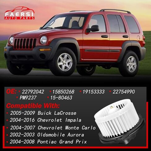 HVAC Heater Blower Motor with Fan Cage Compatible with 2004-2016 Chevy Impala, 2004-2007 Chevy Monte Carlo, 2004-2008 Pontiac Grand Prix, 2005-2009 Buick Lacrosse 22754990, 15850268, 22792042 in Kuwait