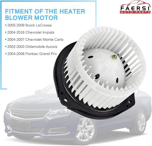 HVAC Heater Blower Motor with Fan Cage Compatible with 2004-2016 Chevy Impala, 2004-2007 Chevy Monte Carlo, 2004-2008 Pontiac Grand Prix, 2005-2009 Buick Lacrosse 22754990, 15850268, 22792042 in Kuwait