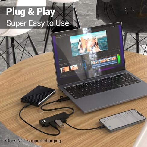 موزع USB، موزع TOTU 4 منافذ USB 3.0 مع محول USB إلى USB C، مقسم USB مع كابل 26 سم لأجهزة HP/Dell وأجهزة USB A/C الأخرى in Saudi Arabia