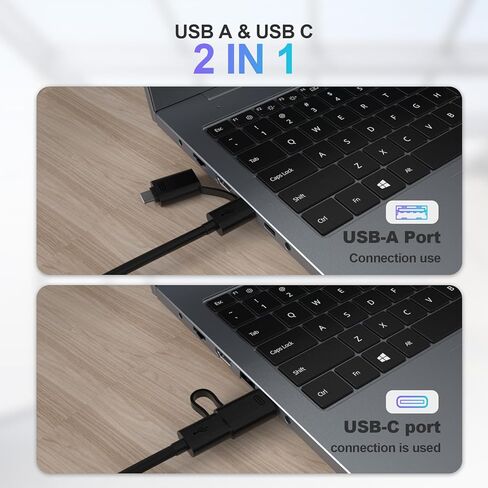 موزع USB، موزع TOTU 4 منافذ USB 3.0 مع محول USB إلى USB C، مقسم USB مع كابل 26 سم لأجهزة HP/Dell وأجهزة USB A/C الأخرى in Saudi Arabia