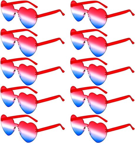10 Pack Patriotic Sunglasses 4th of July Decorations Heart Sunglasses 4th of July Accessories Heart Shaped Sunglasses Independence Day Party Favor for Women Men in Saudi Arabia