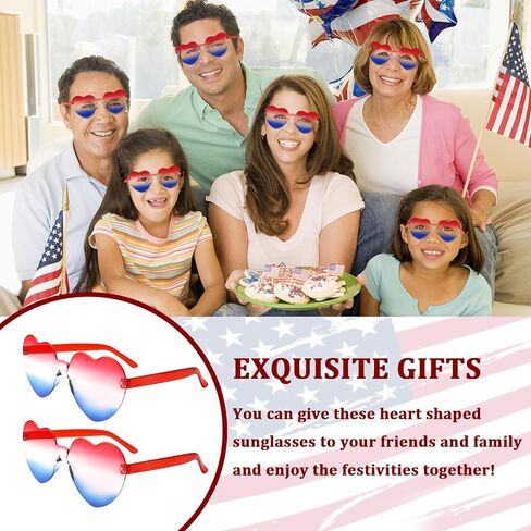 10 Pack Patriotic Sunglasses 4th of July Decorations Heart Sunglasses 4th of July Accessories Heart Shaped Sunglasses Independence Day Party Favor for Women Men in Saudi Arabia