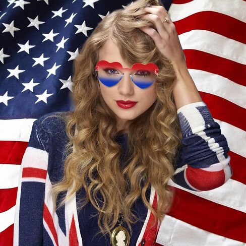 10 Pack Patriotic Sunglasses 4th of July Decorations Heart Sunglasses 4th of July Accessories Heart Shaped Sunglasses Independence Day Party Favor for Women Men in Saudi Arabia