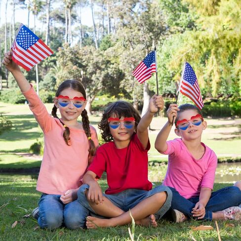10 Pack Patriotic Sunglasses 4th of July Decorations Heart Sunglasses 4th of July Accessories Heart Shaped Sunglasses Independence Day Party Favor for Women Men in Saudi Arabia