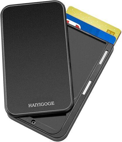 RFID Wallet for Men, Pop up Wallet for Men with Magnetic Cover, Mens front pocket wallet Metal RFID Blocking Mens Wallet Card Case (Black) in Saudi Arabia