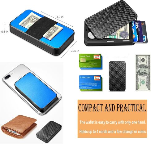 RFID Wallet for Men, Pop up Wallet for Men with Magnetic Cover, Mens front pocket wallet Metal RFID Blocking Mens Wallet Card Case (Black) in Saudi Arabia