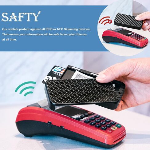 RFID Wallet for Men, Pop up Wallet for Men with Magnetic Cover, Mens front pocket wallet Metal RFID Blocking Mens Wallet Card Case (Black) in Saudi Arabia