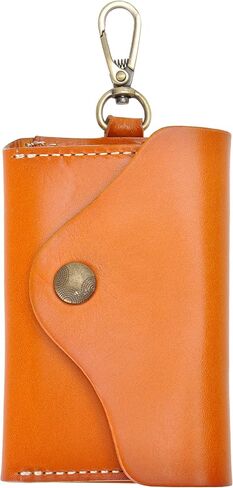 محفظة مفاتيح جلدية مصنوعة يدويًا للجنسين من ZLYC، حافظة بطاقات، سلسلة مفاتيح in Kuwait