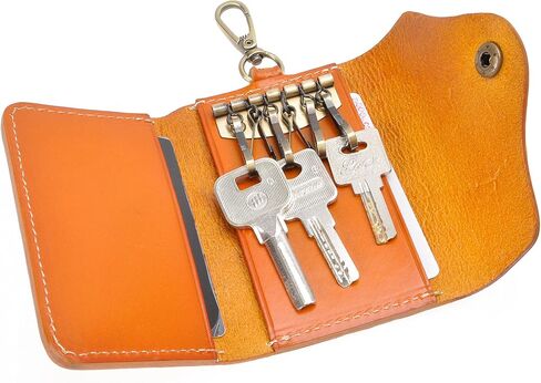 محفظة مفاتيح جلدية مصنوعة يدويًا للجنسين من ZLYC، حافظة بطاقات، سلسلة مفاتيح in Kuwait