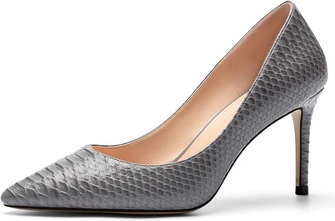 Mettesally الكعب العالي للنساء الحيوان طباعة الخناجر وأشار اصبع القدم الكعب مضخات الانزلاق على حذاء زفاف الزفاف ثعبان رمادي US8 in Kuwait