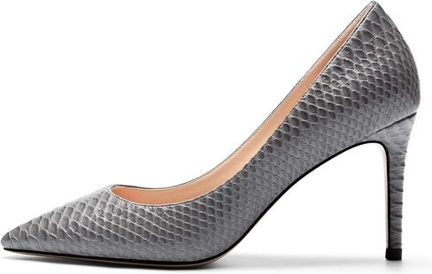 Mettesally الكعب العالي للنساء الحيوان طباعة الخناجر وأشار اصبع القدم الكعب مضخات الانزلاق على حذاء زفاف الزفاف ثعبان رمادي US8 in Kuwait