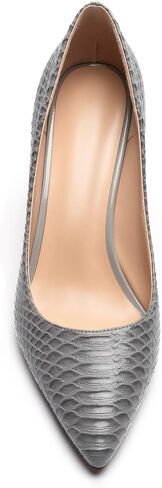 Mettesally الكعب العالي للنساء الحيوان طباعة الخناجر وأشار اصبع القدم الكعب مضخات الانزلاق على حذاء زفاف الزفاف ثعبان رمادي US8 in Kuwait