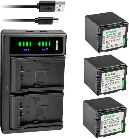 Kastar 2-Pack CGA-DU21 Battery and LTD2 USB Charger Compatible with Panasonic PV-GS200, PV-GS250, PV-GS300, PV-GS320, PV-GS400, PV-GS500, SDR-H18, SDR-H20, SDR-H200, SDR-H250, SDR-H280 Camera in Saudi Arabia