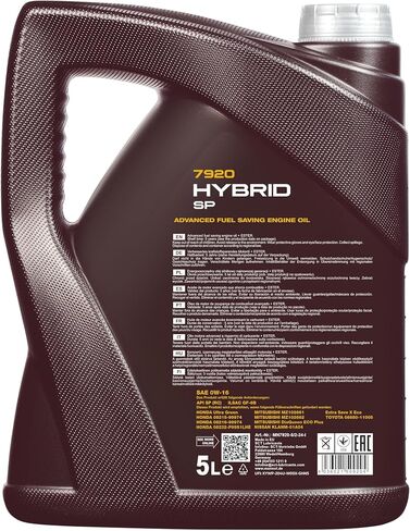 Hybrid SP 0W-16 Motor Oil by MANNOL - 7920 Bi-Synthetic Engine Oil for Modern Gasoline Engines, Car Oil, 1L in Saudi Arabia