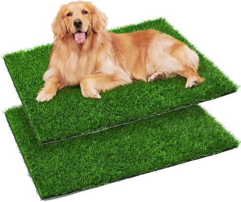 Artificial Pee Grass Pad for Dogs, Fake Grass Replacement Pads for Dog Potty Tray Training Pet Turf, Indoor and Outdoor Mat- 2 Packs (35.5" x 23.6") in Kuwait